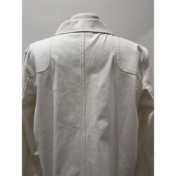 Denim & Co. Stretch Twill Jacket Contrast Stitch Detail Size XL White/Ivory - Picture 6 of 9